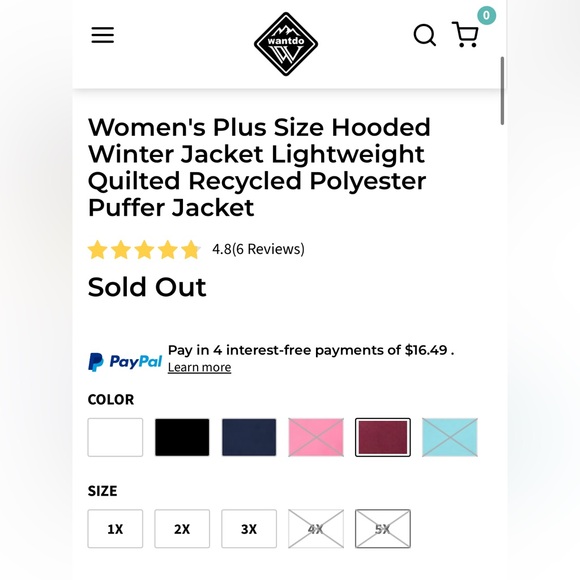 Wantdo Plus Size Hooded Winter Waterproof Puffer Jacket Burgundy- 5X - Picture 11 of 12